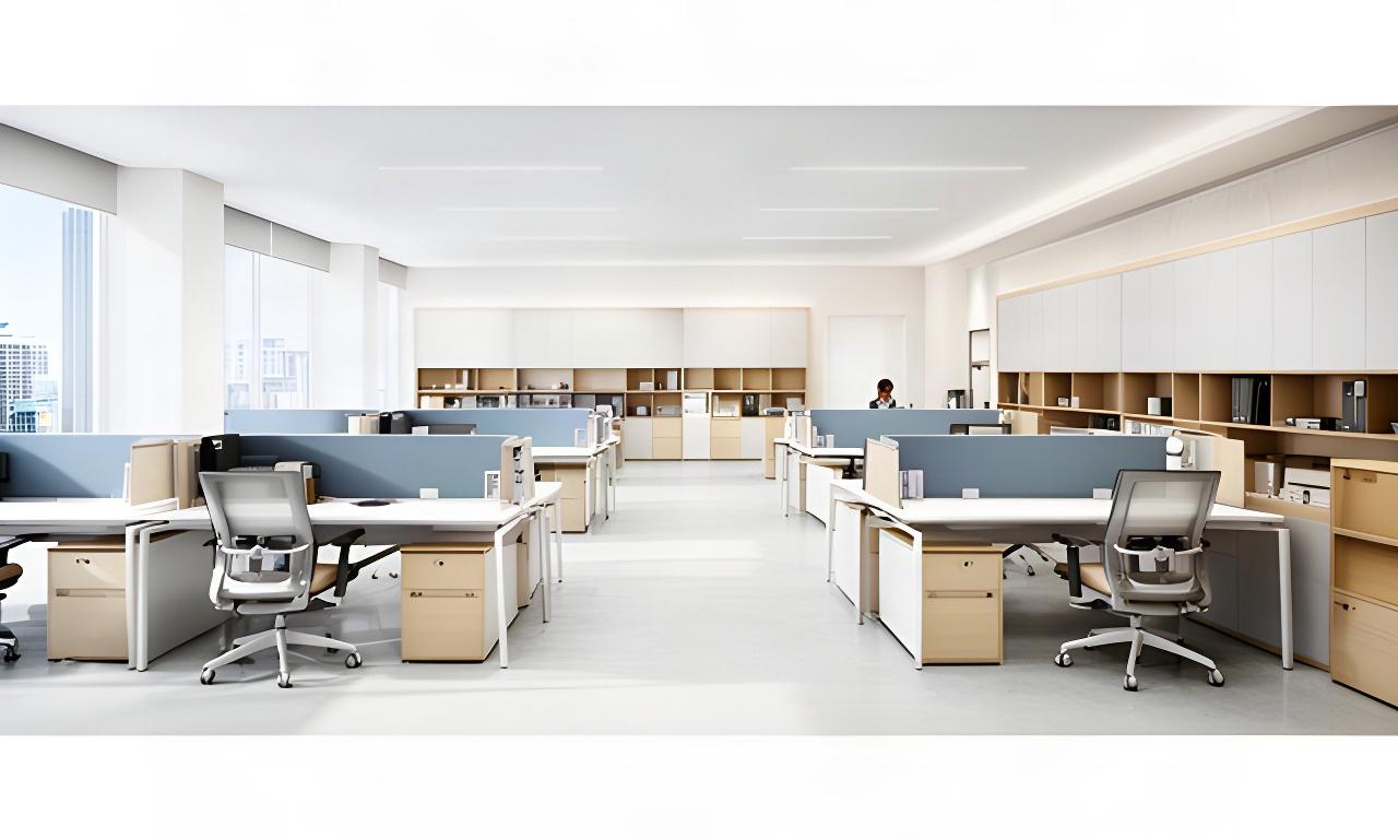 New Singapore office with aligned workstations, ergonomic chairs and assembled storage ready for staff